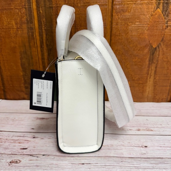 Kate Spade Wordplay Mini Manhattan Leather Tote - Black & White Crossword - Picture 3 of 8